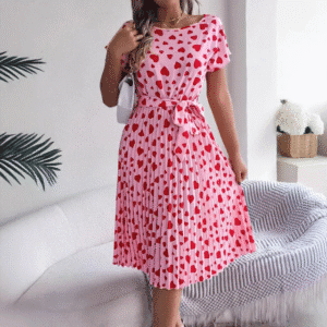 red heart pleated dress safety keychain women