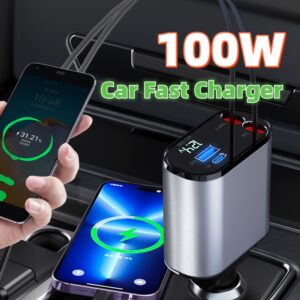 Metal car charger Metal 100W Car Charger