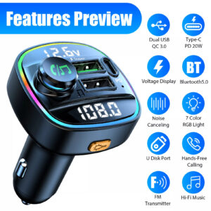 Bluetooth 5.0 car Bluetooth 5.0 FM Transmitter