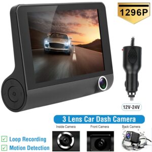 1296p car dvr 1296P 3-Lens Dash Cam